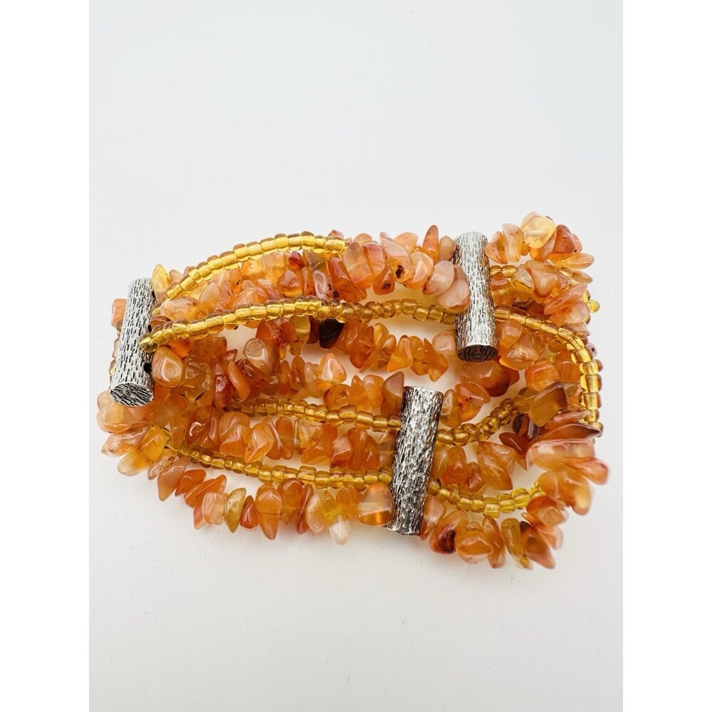 Vintage Carnelian Agate Stretchy Bracelet